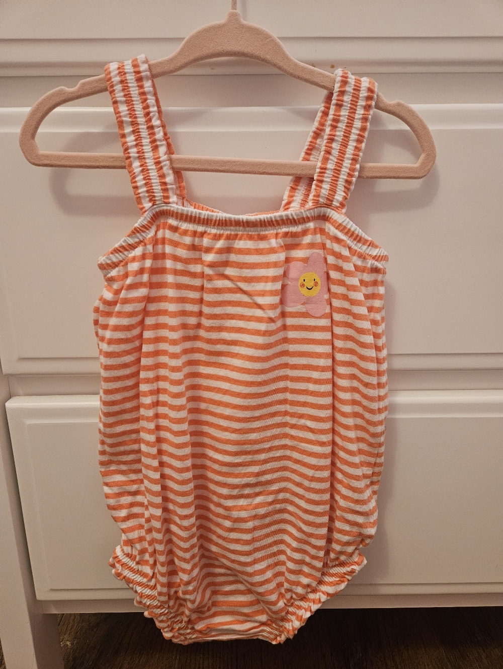 Old Navy Coral/White Stripe Bubble With Flower- Size 18-24m